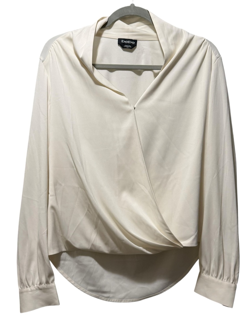 bebe Ivory Draped Surplice Blouse - Women's Top